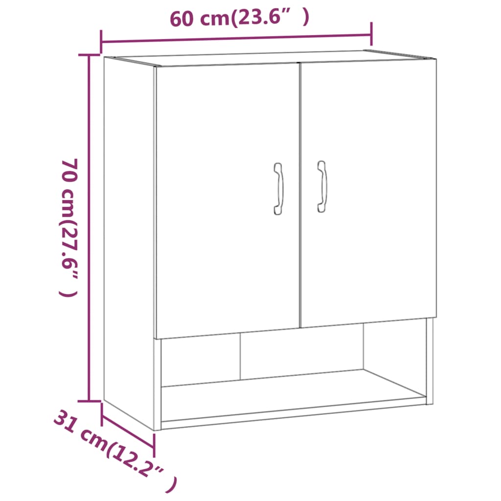 Wandkast 60X31X70 Cm Bewerkt Hout Wit - Design Meubelz