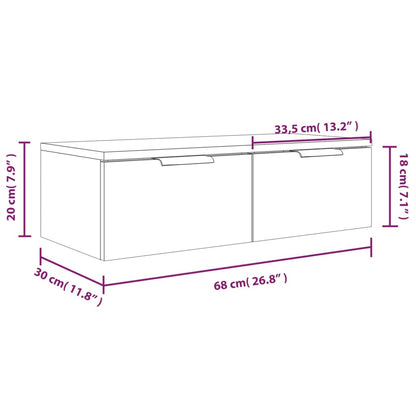 Wandkast 68X30X20 Cm Bewerkt Hout Gerookt Eikenkleurig - Design Meubelz