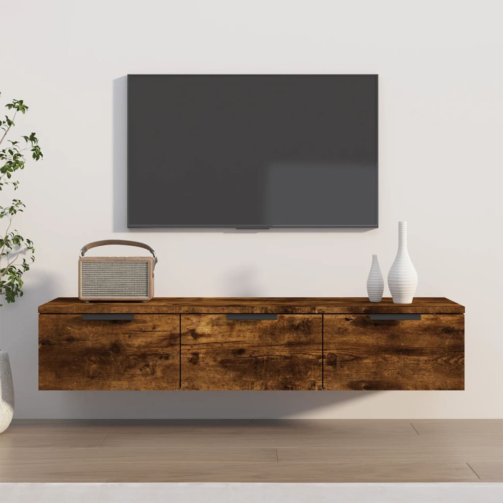 Wandkast 102X30X20 Cm Bewerkt Hout Gerookt Eikenkleurig - Design Meubelz