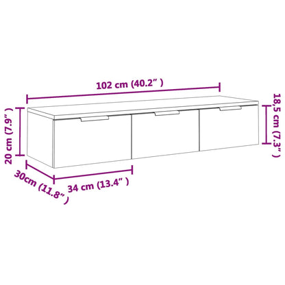 Wandkast 102X30X20 Cm Bewerkt Hout Grijs Sonoma Eikenkleurig - Design Meubelz