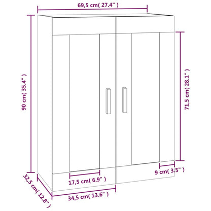 Wandkast 69,5X32,5X90 Cm Bewerkt Hout Gerookt Eikenkleurig - Design Meubelz