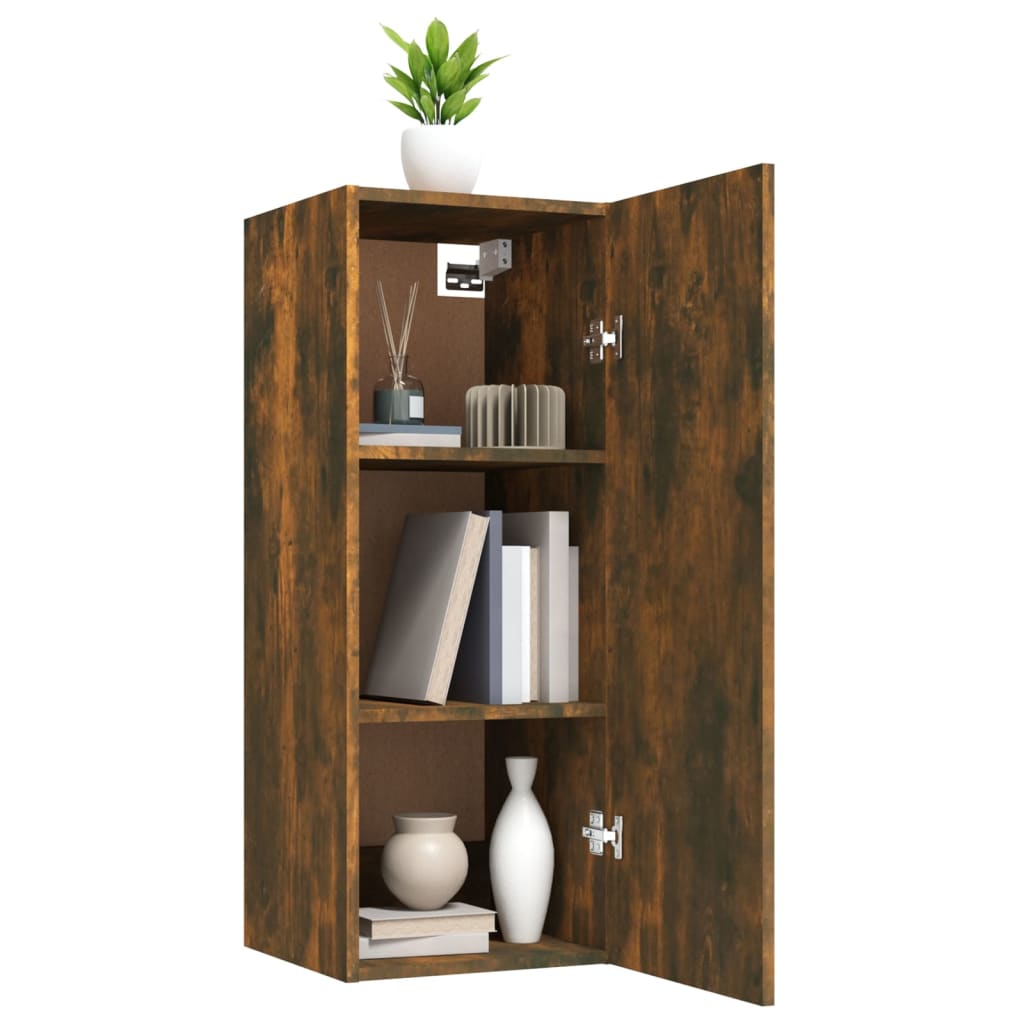 Wandkast 34,5X34X90 Cm Bewerkt Hout Gerookt Eikenkleurig - Design Meubelz