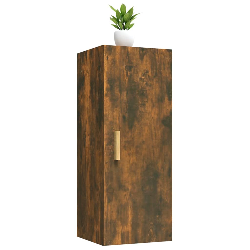 Wandkast 34,5X34X90 Cm Bewerkt Hout Gerookt Eikenkleurig - Design Meubelz