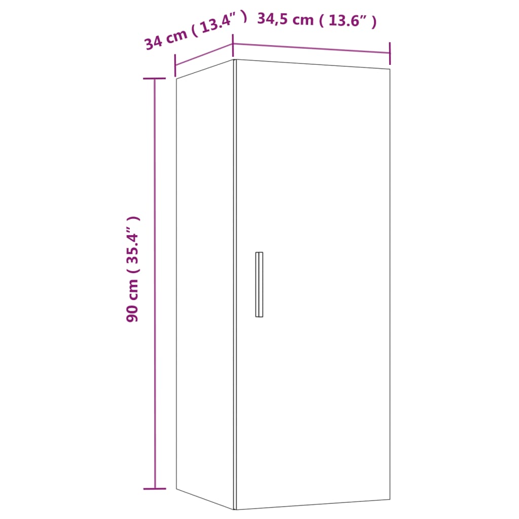 Wandkast 34,5X34X90 Cm Bewerkt Hout Gerookt Eikenkleurig - Design Meubelz