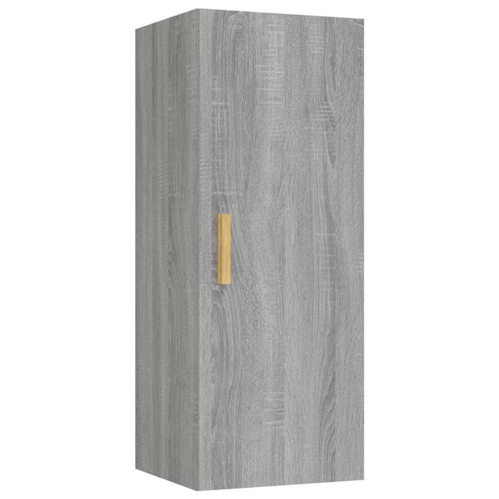 Wandkast 34,5X34X90 Cm Bewerkt Hout Grijs Sonoma Eikenkleurig - Design Meubelz