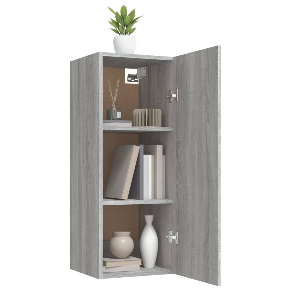 Wandkast 34,5X34X90 Cm Bewerkt Hout Grijs Sonoma Eikenkleurig - Design Meubelz