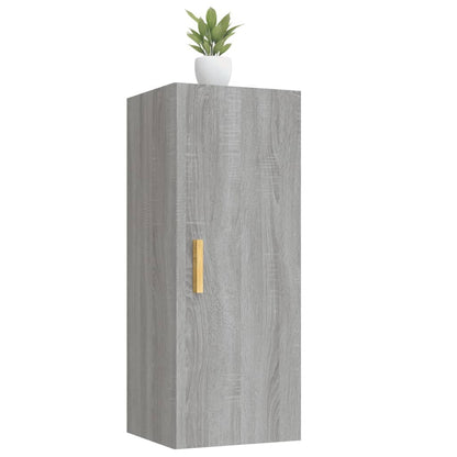 Wandkast 34,5X34X90 Cm Bewerkt Hout Grijs Sonoma Eikenkleurig - Design Meubelz