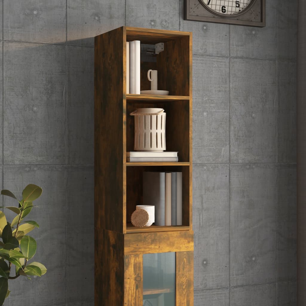 Wandkast 34,5X32,5X90 Cm Bewerkt Hout Gerookt Eikenkleurig - Design Meubelz