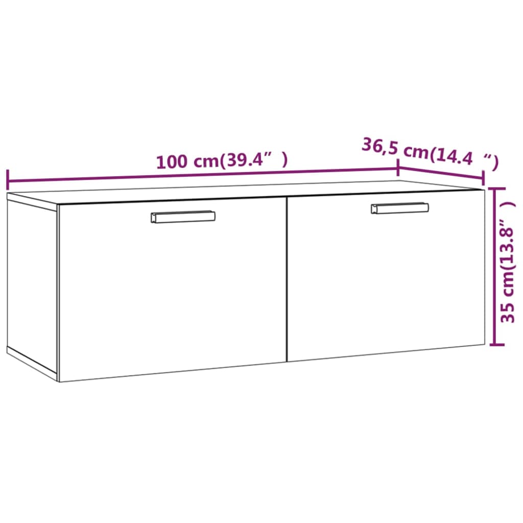 Wandkast 100X36,5X35 Cm Bewerkt Hout Grijs Sonoma Eikenkleurig - Design Meubelz