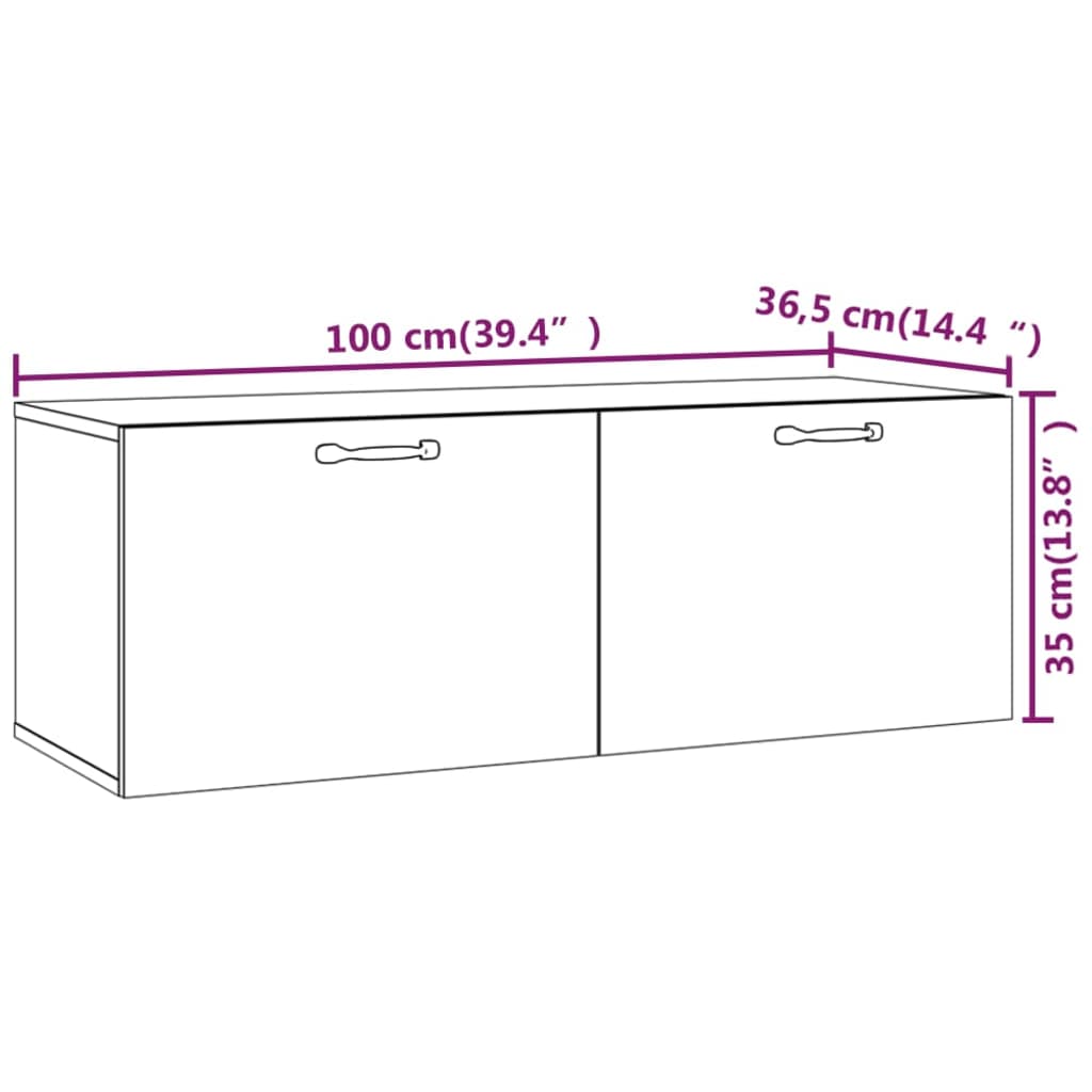 Wandkast 100X36,5X35 Cm Bewerkt Hout Gerookt Eikenkleurig - Design Meubelz