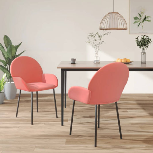 Eetkamerstoelen 2 St Fluweel Roze - Design Meubelz