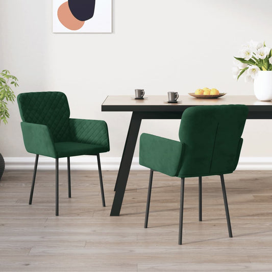 Eetkamerstoelen 2 St Fluweel Donkergroen - Design Meubelz