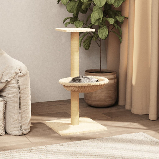 Kattenmeubel Met Sisal Krabpaal 74 Cm Crèmekleurig crème - Design Meubelz