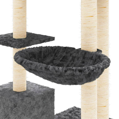 Kattenmeubel Met Sisal Krabpalen 142 Cm Donkergrijs Donkergrijs - Design Meubelz