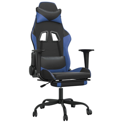 Massage Gamestoel Kunstleer Zwart en blauw - Design Meubelz