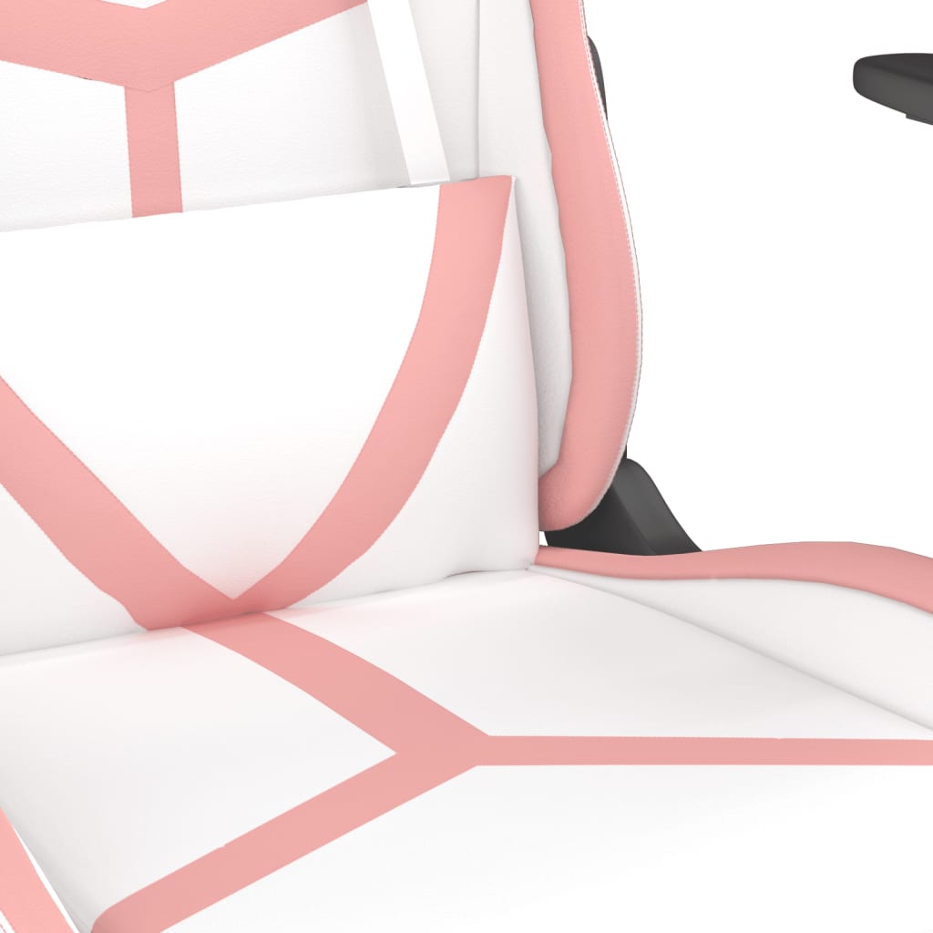 Massage Gamestoel Kunstleer Wit en roze Zonder voetensteun - Design Meubelz