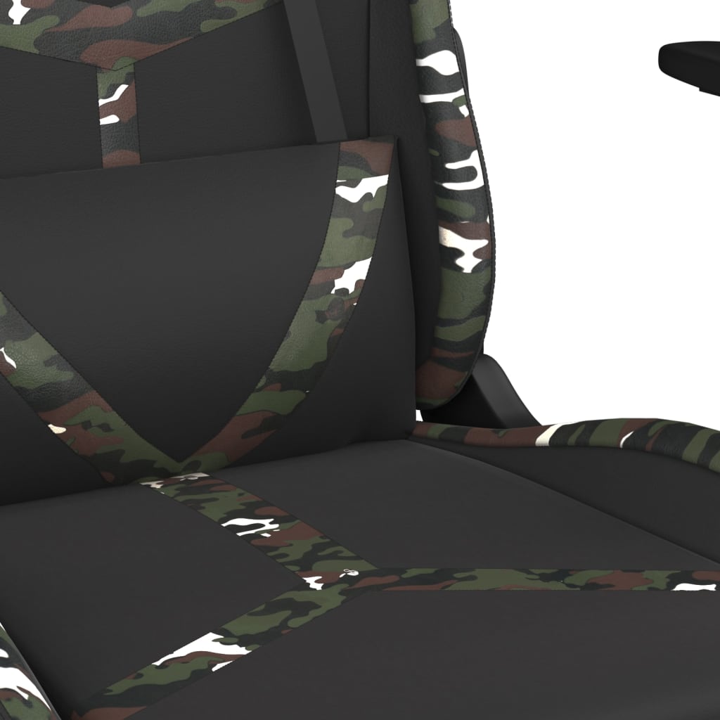 Massage Gamestoel Kunstleer Zwart en camouflage Met voetensteun - Design Meubelz