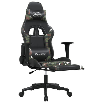 Massage Gamestoel Kunstleer Zwart en camouflage Met voetensteun - Design Meubelz