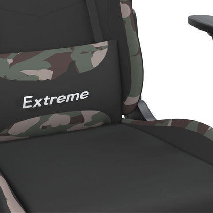 Massage Gamestoel Stof Zwart En Camouflage Met voetensteun - Design Meubelz