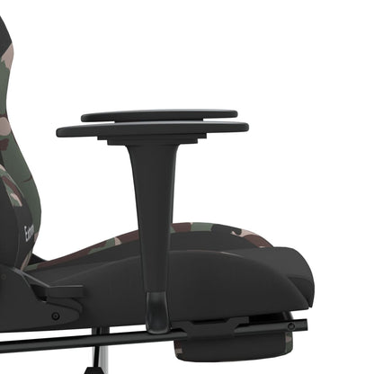 Massage Gamestoel Stof Zwart En Camouflage Met voetensteun - Design Meubelz