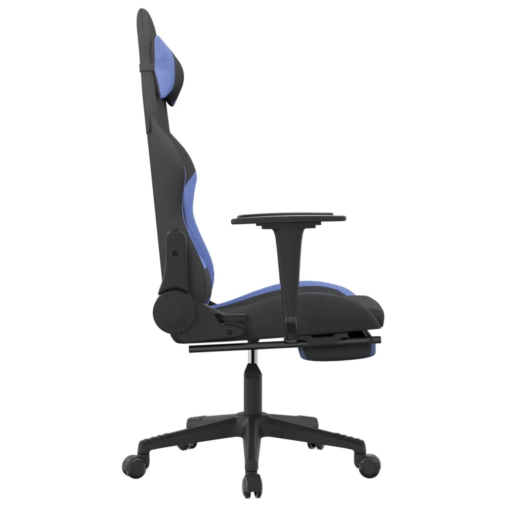 Massage Gamestoel Stof Zwart En Blauw Met voetensteun - Design Meubelz