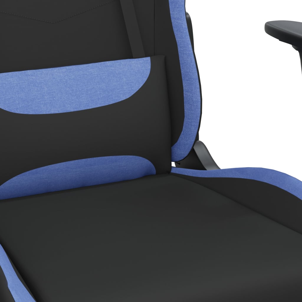 Massage Gamestoel Stof Zwart En Blauw Met voetensteun - Design Meubelz