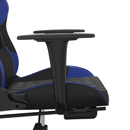 Massage Gamestoel Kunstleer Zwart en blauw Met voetensteun - Design Meubelz