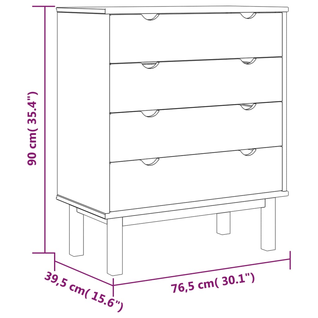 Ladekast Otta 76,5X39,5X90 Cm Massief Grenenhout Bruin En Grijs - Design Meubelz