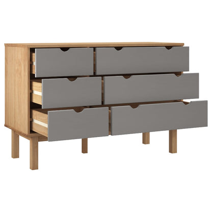 Ladekast Otta 111X42X73,5 Cm Grenenhout Bruin En Grijs - Design Meubelz