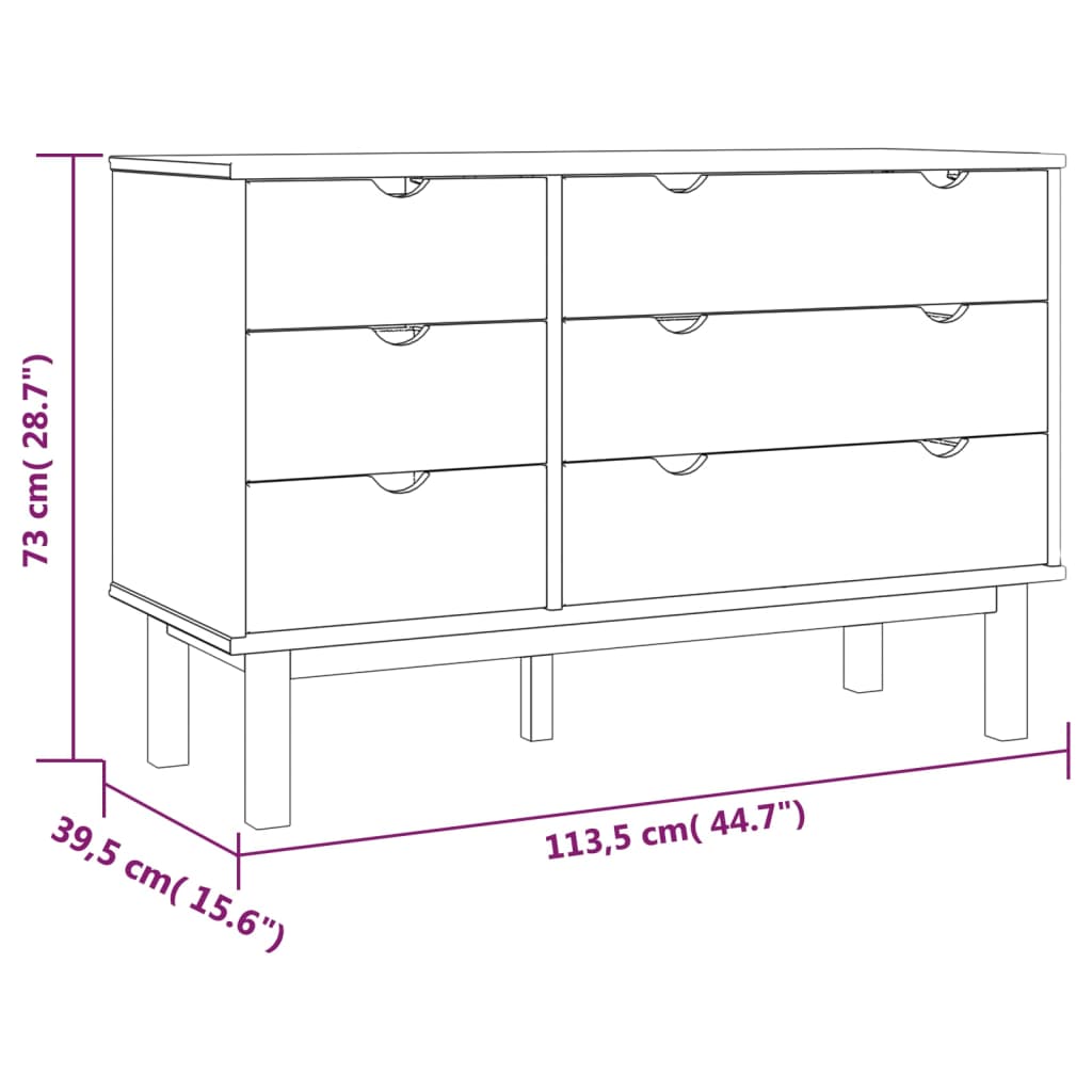 Ladekast Otta 111X42X73,5 Cm Massief Grenenhout Bruin En Wit - Design Meubelz