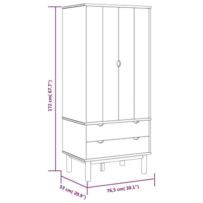 Kledingkast Otta 76,5X53X172 Cm Massief Grenenhout Bruin En Wit - Design Meubelz