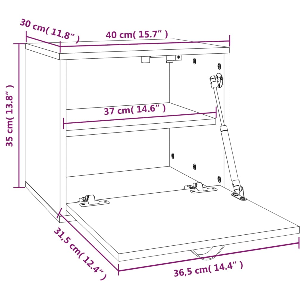 Wandkast 40X30X35 Cm Massief Grenenhout Grijs - Design Meubelz