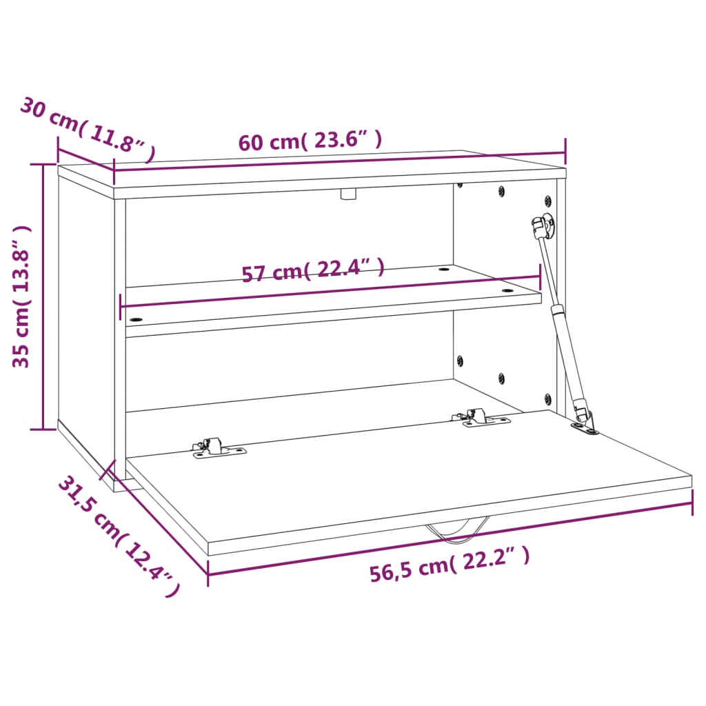 Wandkast 60X30X35 Cm Massief Grenenhout Grijs - Design Meubelz