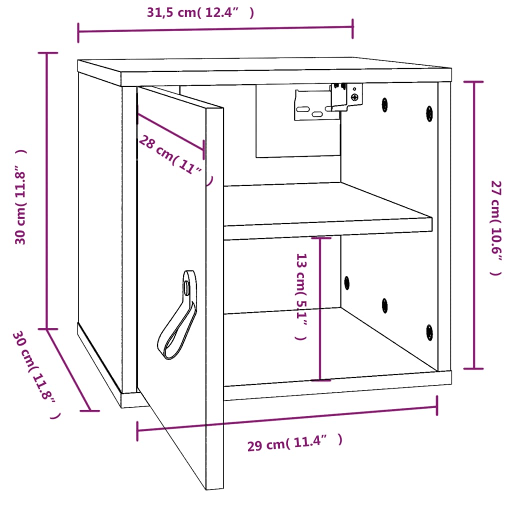 Wandkast 31,5X30X30 Cm Massief Grenenhout Grijs - Design Meubelz