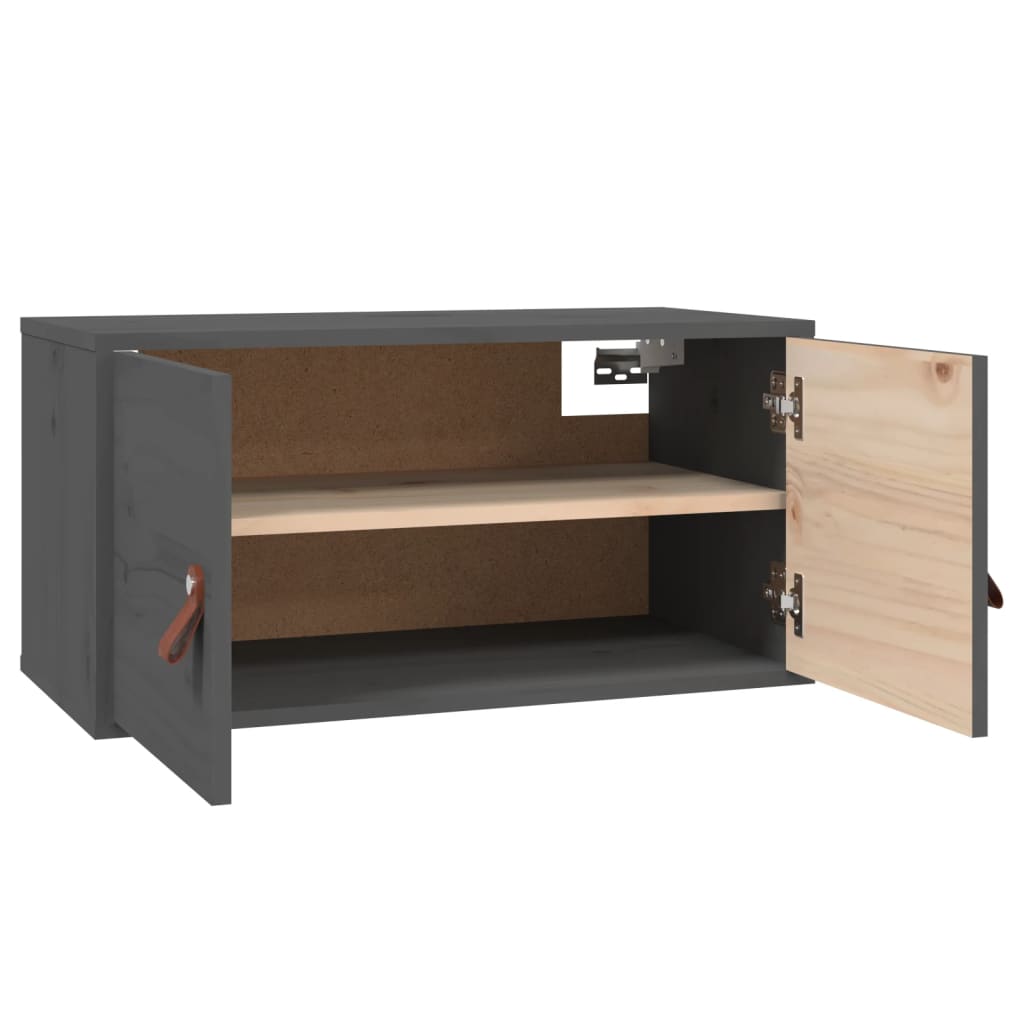 Wandkast 60X30X30 Cm Massief Grenenhout Grijs - Design Meubelz