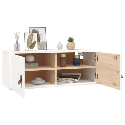 Wandkast 80X30X30 Cm Massief Grenenhout Wit - Design Meubelz