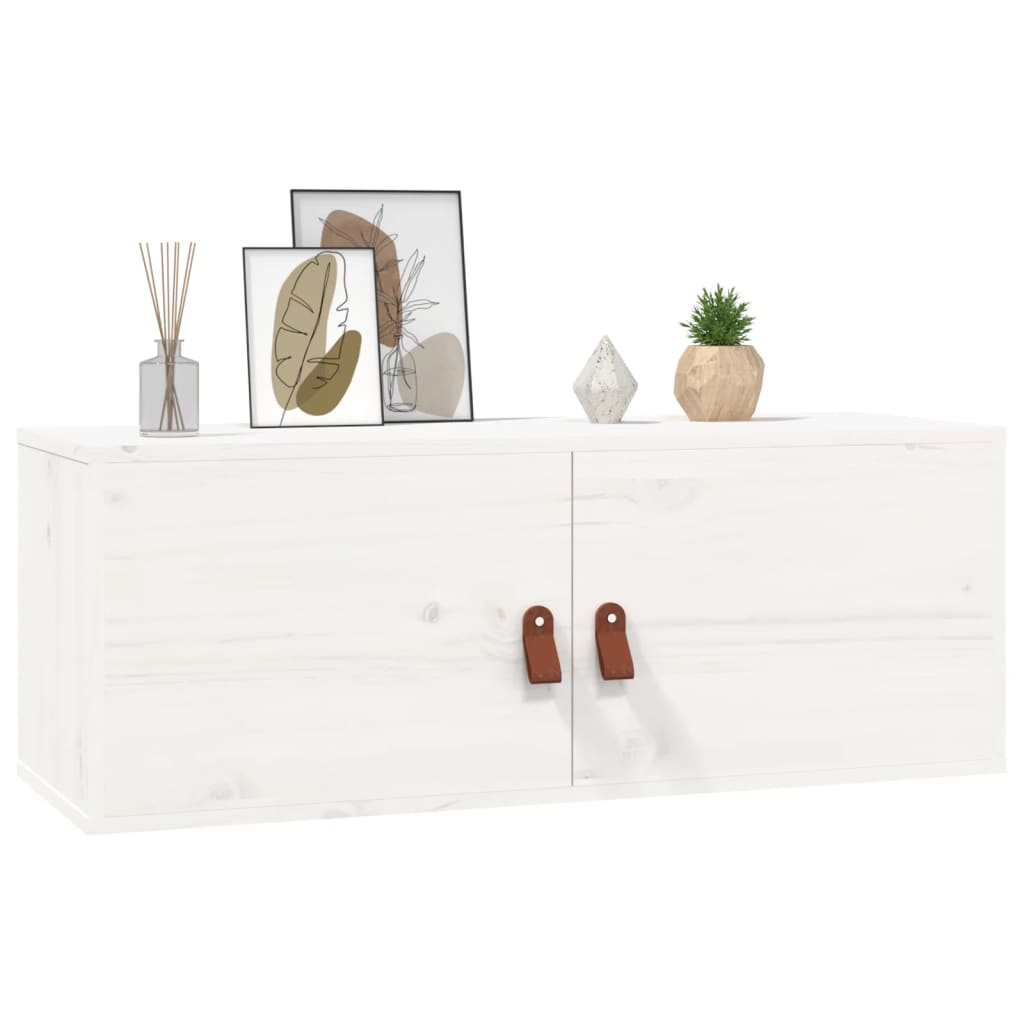 Wandkast 80X30X30 Cm Massief Grenenhout Wit - Design Meubelz