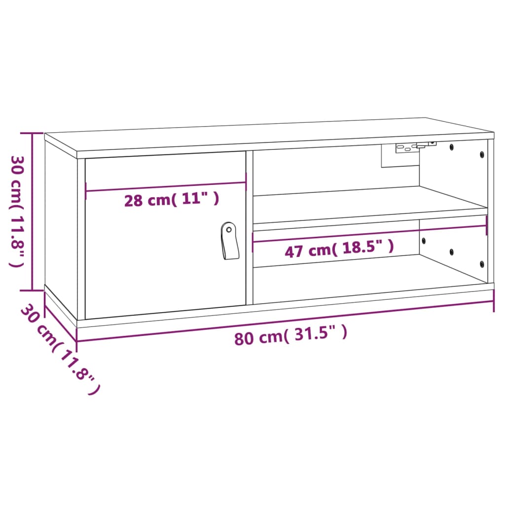 Wandkast 80X30X30 Cm Massief Grenenhout Grijs - Design Meubelz