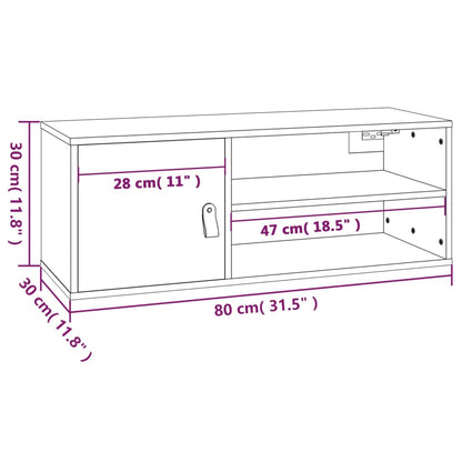 Wandkast 80X30X30 Cm Massief Grenenhout Grijs - Design Meubelz