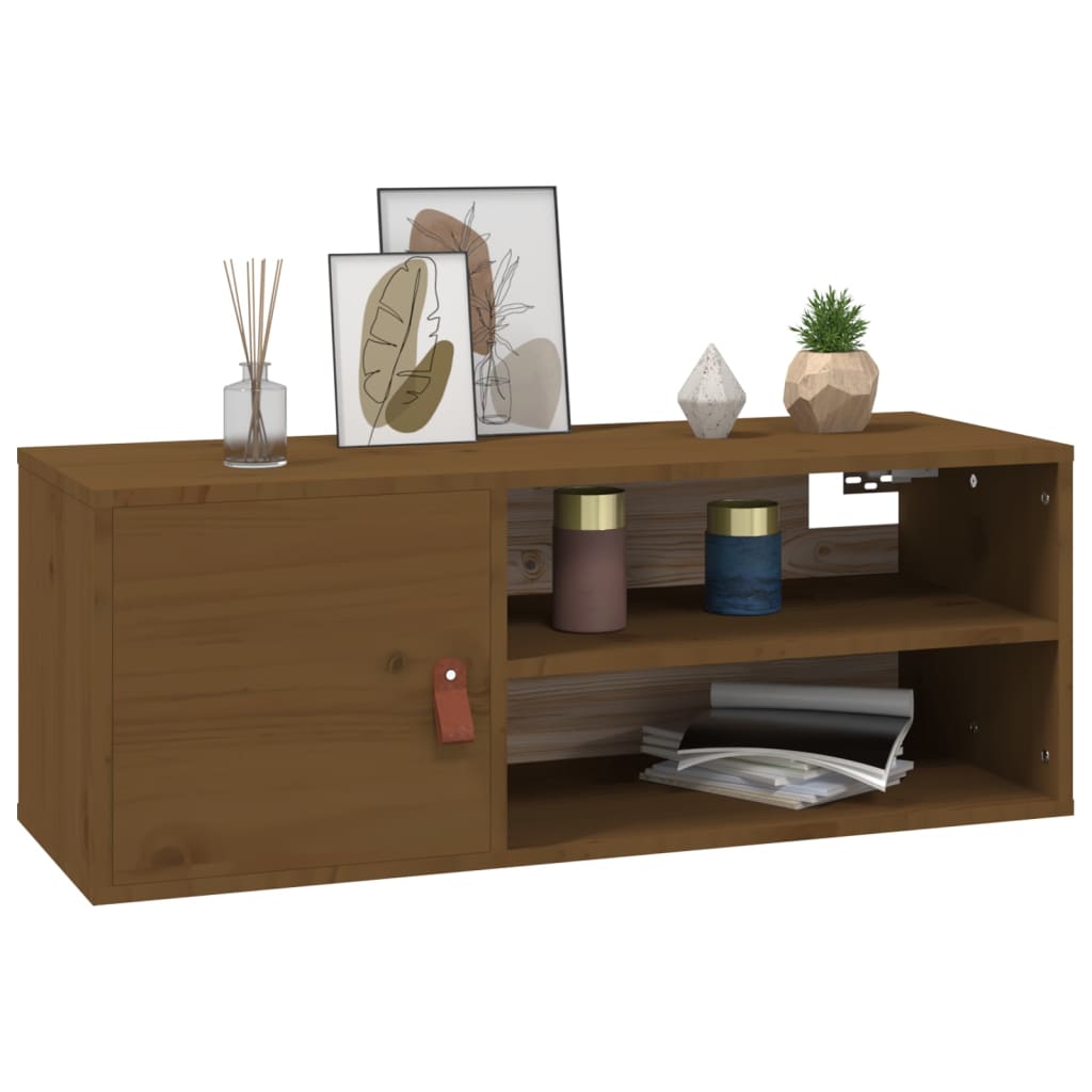 Wandkast 80X30X30 Cm Massief Grenenhout Honingbruin - Design Meubelz