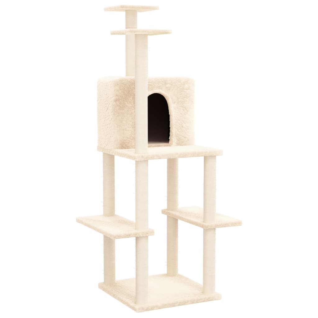 Kattenmeubel Met Sisal Krabpalen 144,5 Cm Crèmekleurig crème - Design Meubelz