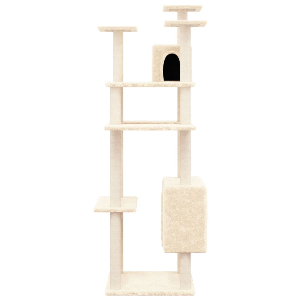 Kattenmeubel Met Sisal Krabpalen 162 Cm Crèmekleurig crème - Design Meubelz