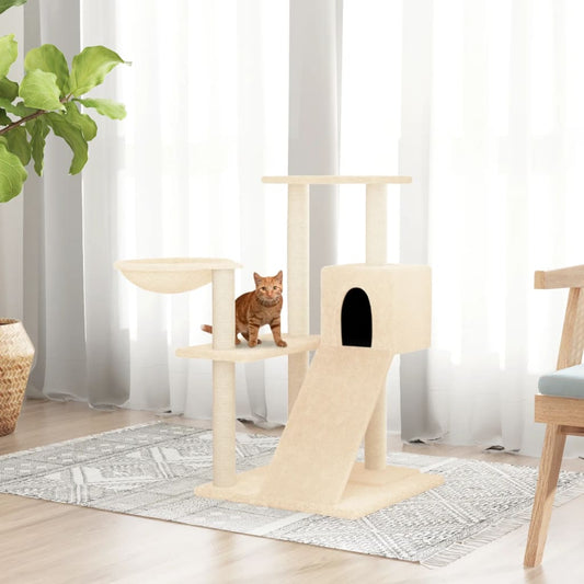 Kattenmeubel Met Sisal Krabpalen 82 Cm Crèmekleurig crème - Design Meubelz