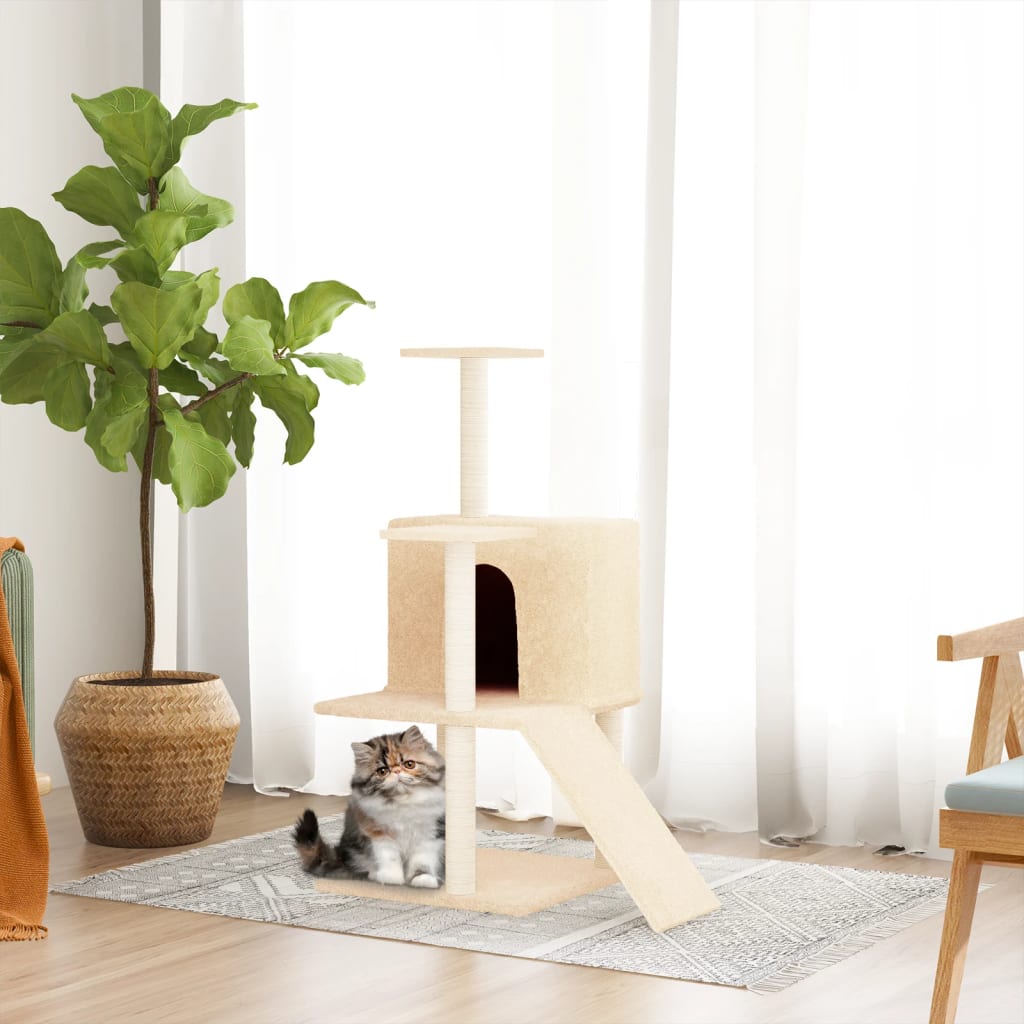 Kattenmeubel Met Sisal Krabpalen 109 Cm Crèmekleurig crème - Design Meubelz