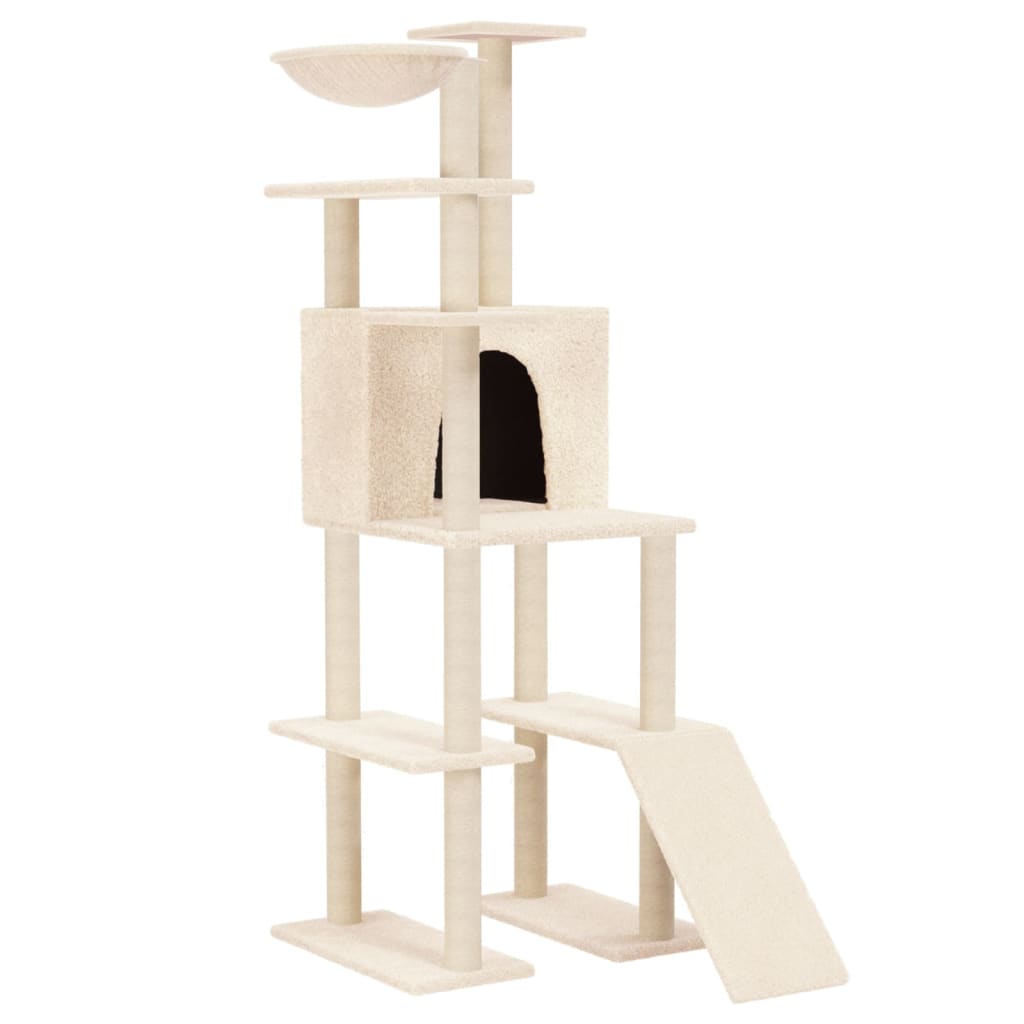 Kattenmeubel Met Sisal Krabpalen 166 Cm Crèmekleurig crème - Design Meubelz