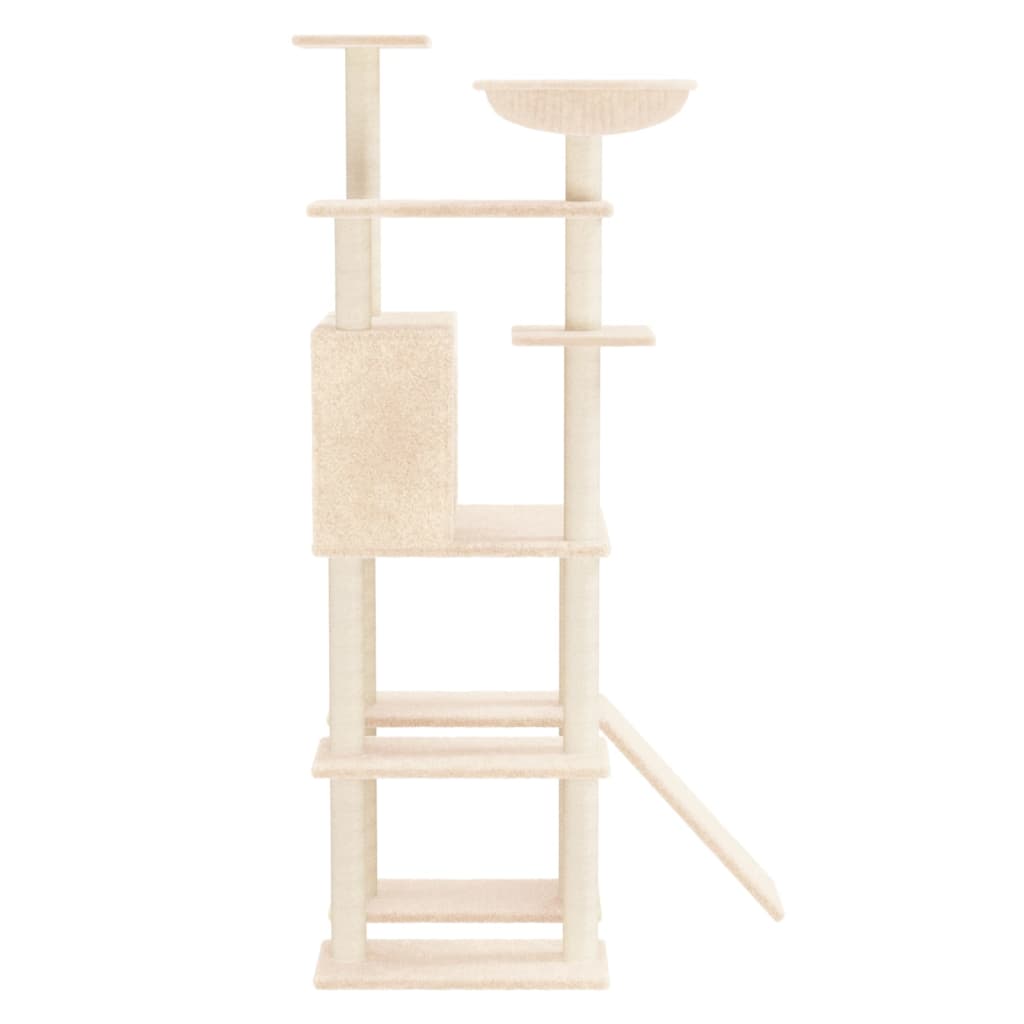 Kattenmeubel Met Sisal Krabpalen 166 Cm Crèmekleurig crème - Design Meubelz