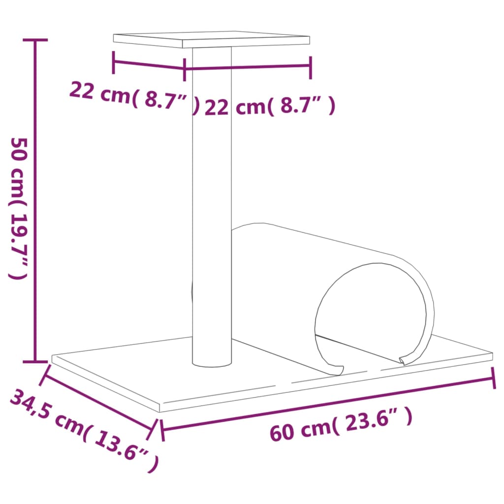 Kattenmeubel Met Tunnel 60X34,5X50 Cm Crèmekleurig crème - Design Meubelz