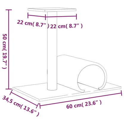 Kattenmeubel Met Tunnel 60X34,5X50 Cm Crèmekleurig crème - Design Meubelz