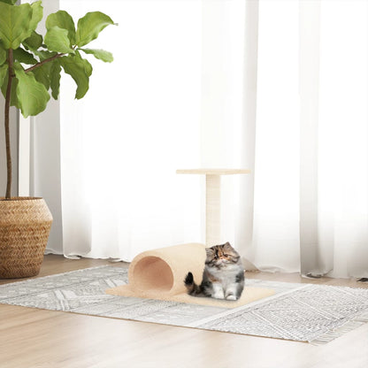 Kattenmeubel Met Tunnel 60X34,5X50 Cm Crèmekleurig crème - Design Meubelz