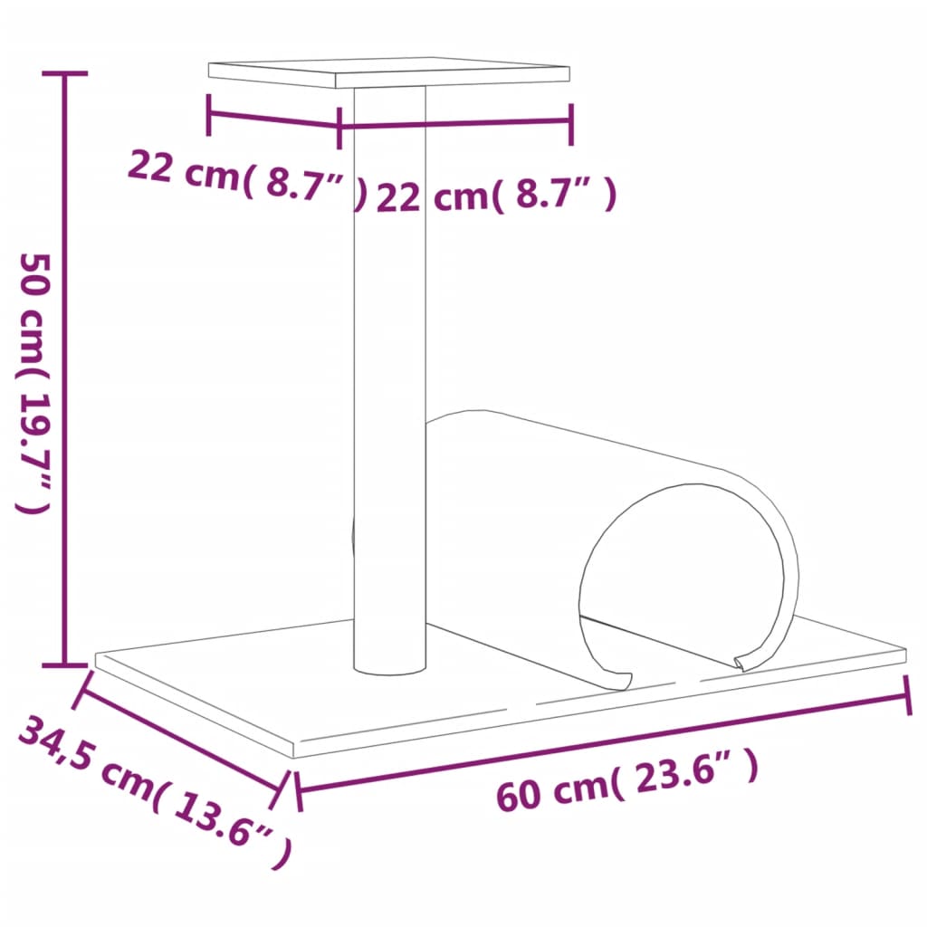 Kattenmeubel Met Tunnel 60X34,5X50 Cm Donkergrijs Donkergrijs - Design Meubelz